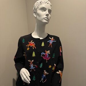 Super Cute Michael Simon Lite  Large Christmas Top Reindeer